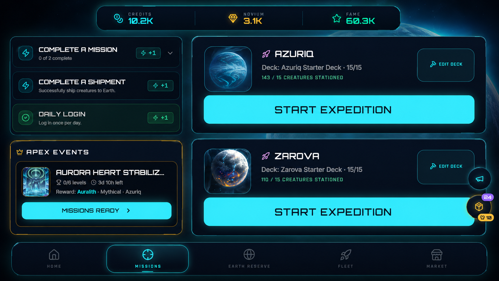 Nova Creatura in game imagery: choose a world